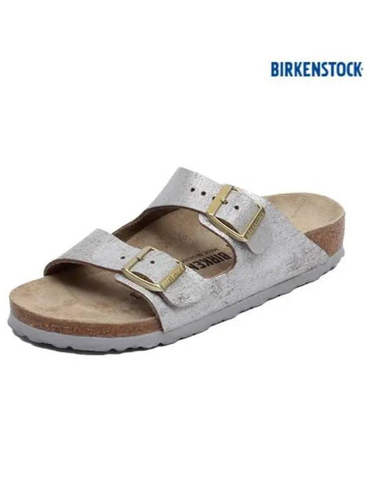 Arizona Metallic Sandals Silver - BIRKENSTOCK - BALAAN.