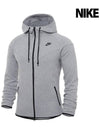 Logo Cotton Blend Tech Fleece Zip-up Hoodie Grey - NIKE - BALAAN 2