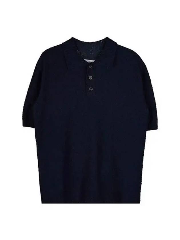 Nostalgic Boucle Knit Polo Shirt Navy - MAISON MARGIELA - BALAAN 2