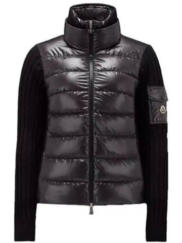 Logo patch knit down mix zip up black women s jacket 271078 - MONCLER - BALAAN 1