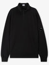 Men's Lens Wappen Fleece Half Zip Up Sweatshirt Black - CP COMPANY - BALAAN 4