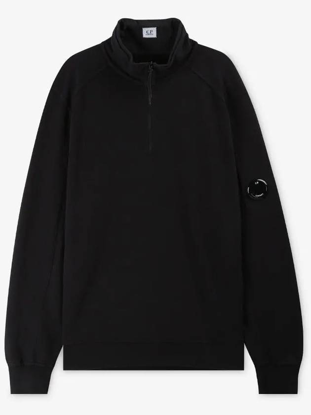 Men's Lens Wappen Fleece Half Zip Up Sweatshirt Black - CP COMPANY - BALAAN 3