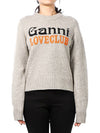 Logo Intarsia Crew Neck Knit Top Grey - GANNI - BALAAN 2