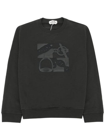 leather detail decoration sweatshirt - HERMES - BALAAN 1