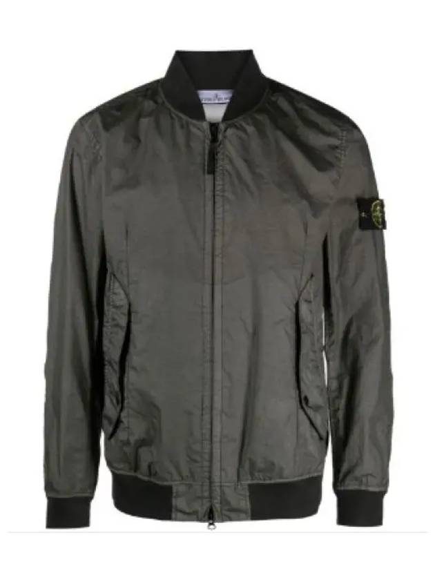 Men's Wappen Patch Zip-Up Bomber Jacket Green - STONE ISLAND - BALAAN 2