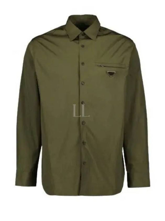 Cotton Long Sleeve Shirt Military Green - PRADA - BALAAN 2