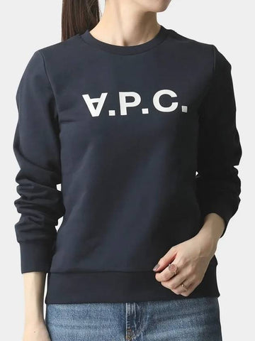 Sweatshirt Women's Viva Sweatshirt VPC Velvet Logo Navy COECQ F27644 - A.P.C. - BALAAN 1