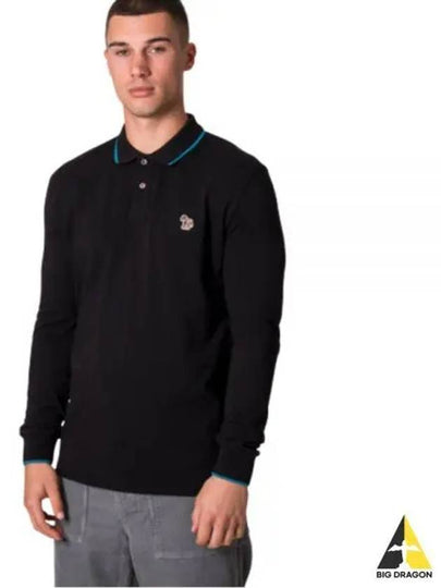 Zebra Patch Regular Fit Long Sleeve Polo Shirt Black - PAUL SMITH - BALAAN 2