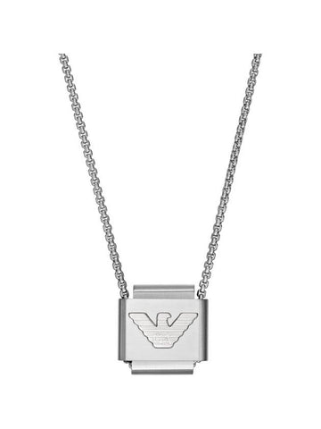 Men's Square Eagle Logo Necklace Silver - EMPORIO ARMANI - BALAAN 1