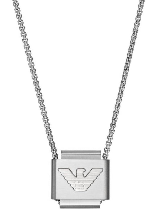 Men's Square Eagle Logo Necklace Silver - EMPORIO ARMANI - BALAAN 1