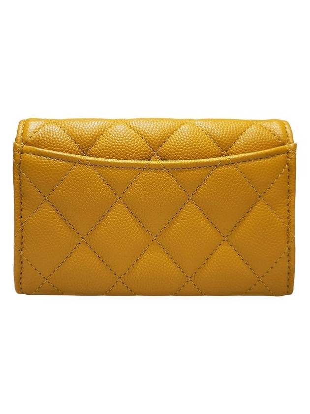 Women s AP0214 Classic Caviar Snap Yellow Silver Card Wallet - CHANEL - BALAAN 3