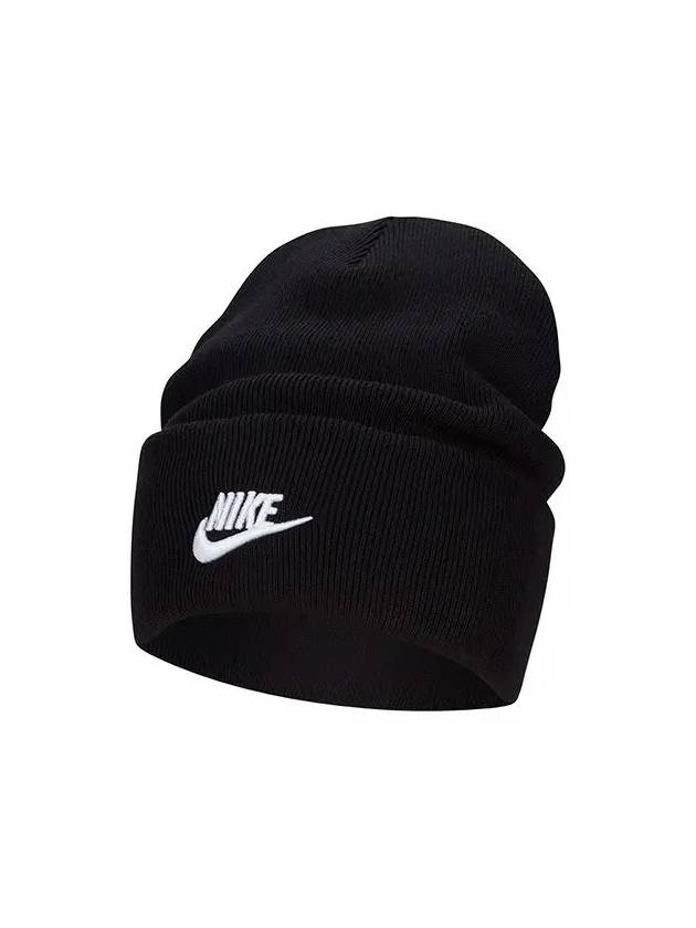 Peak Embroidered Logo Cotton Blend Beanie Black - NIKE - BALAAN 5