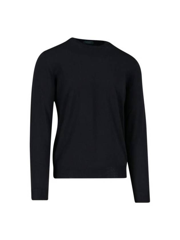 Slim Fit Crew Neck Flexwool Knit Top Black - ZANONE - BALAAN 3