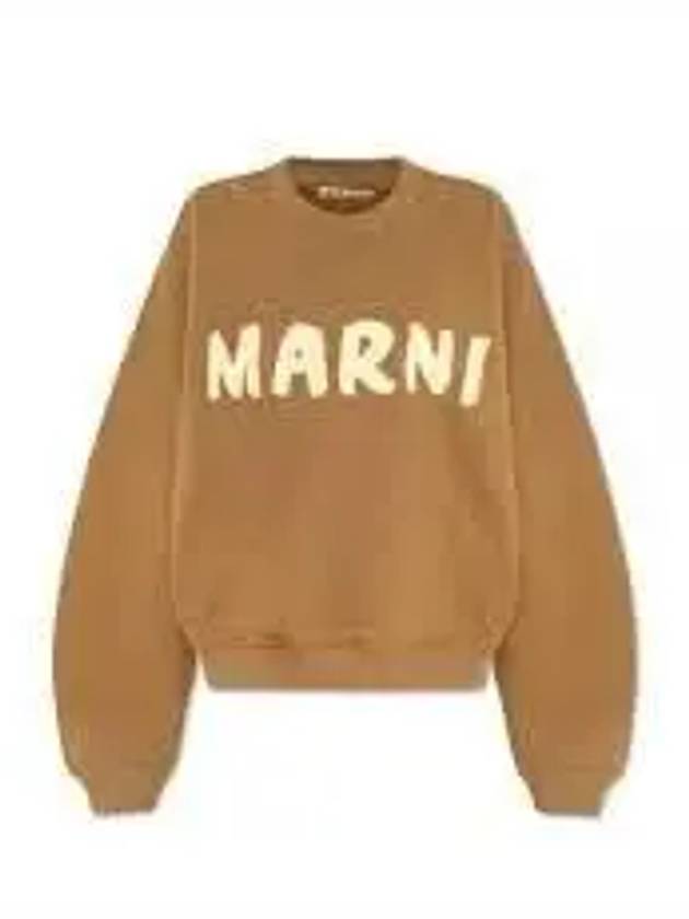 Logo Print Cotton Sweatshirt Olive - MARNI - BALAAN 2