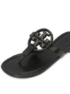 Women's Miller Leather Flip Flops Black - TORY BURCH - BALAAN.