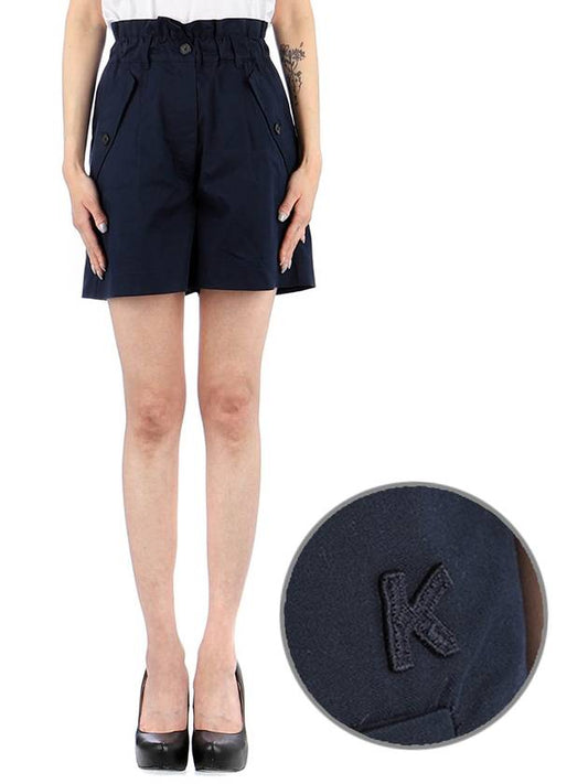 Women's Cotton Casual Shorts Midnight Blue - KENZO - BALAAN.