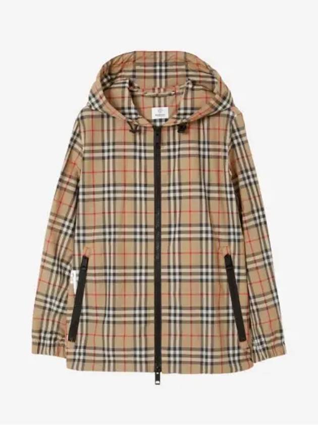 Check Hooded Jacket Archive Beige - BURBERRY - BALAAN 3