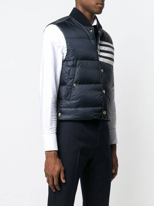 Men's Matte Diagonal Nylon Down Padded Vest Navy - THOM BROWNE - BALAAN 5