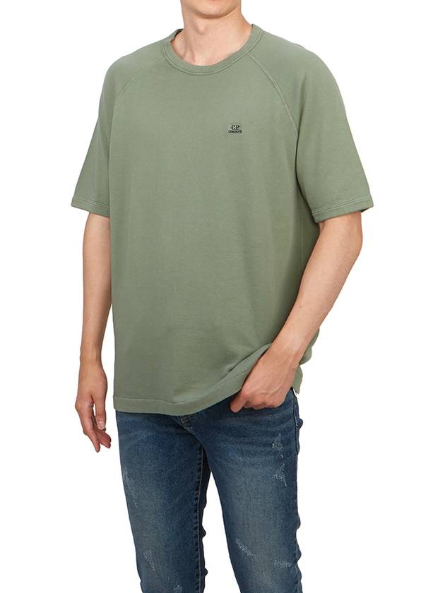 30/1 Sponge Fleece Short Sleeve Sweatshirt Green - CP COMPANY - BALAAN 5