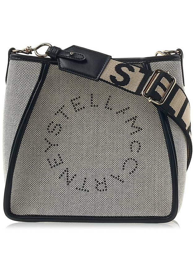 Logo Cotton Canvas Shoulder Bag Black - STELLA MCCARTNEY - BALAAN.