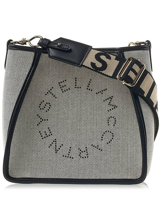 Logo Cotton Canvas Shoulder Bag Black - STELLA MCCARTNEY - BALAAN.