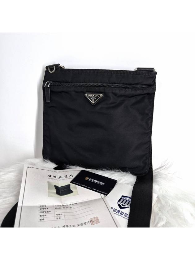 Triangle logo nylon tesuto cross bag black - PRADA - BALAAN 3