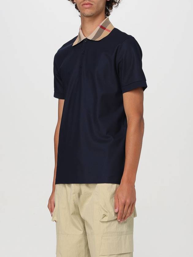 Check Collar Cotton Polo Shirt Navy - BURBERRY - BALAAN 5