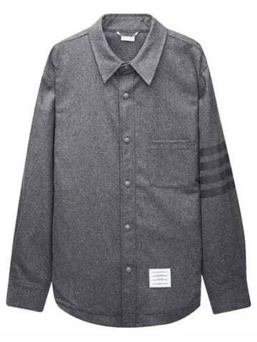 Tonal diagonal striped flannel wool snap button shirt type jacket men - THOM BROWNE - BALAAN 1