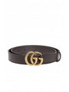 Men's GG Marmont Double G Buckle Gold Hardware Leather Belt Dark Brown - GUCCI - BALAAN 1