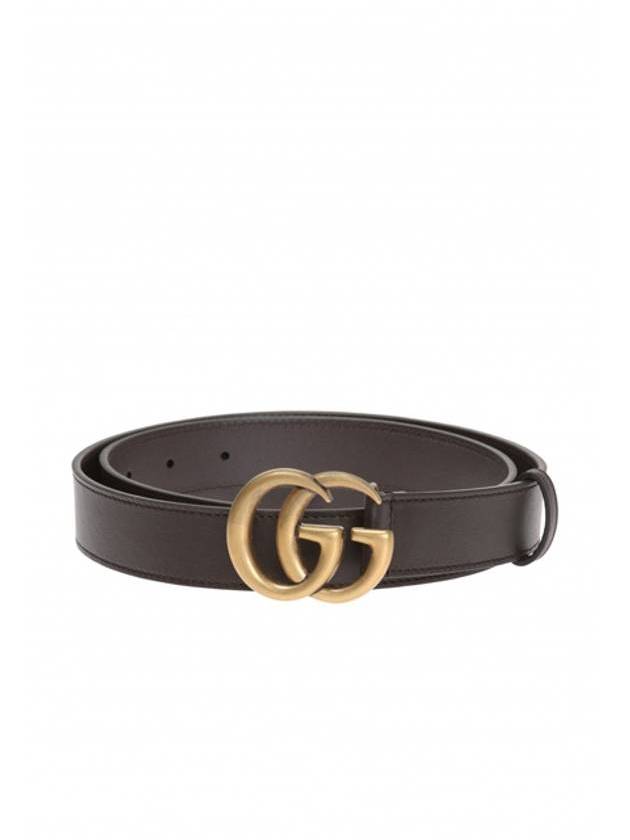 Men's GG Marmont Double G Buckle Gold Hardware Leather Belt Dark Brown - GUCCI - BALAAN 1