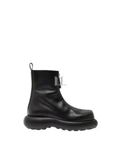 Square Toe Calf Leather Ankle Boots Black - JIL SANDER - BALAAN 2