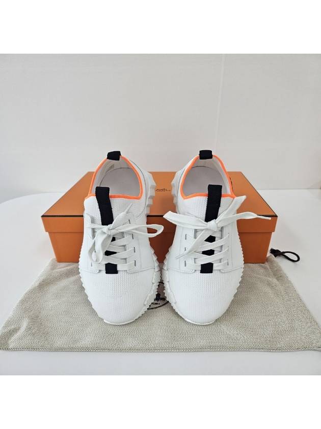 Depart Knit Calfskin Low Sneakers Blanc - HERMES - BALAAN 6