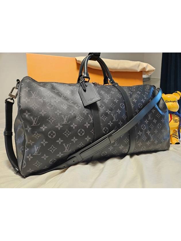 Keepall 55 Bandouliere Monogram Eclipse Duffel Bag Black - LOUIS VUITTON - BALAAN 8