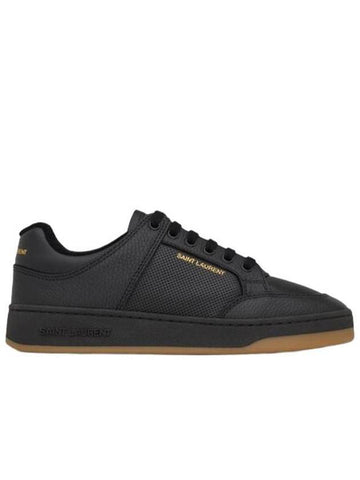 SL 61 Logo Signature Leather Low Top Sneakers Black - SAINT LAURENT - BALAAN 1