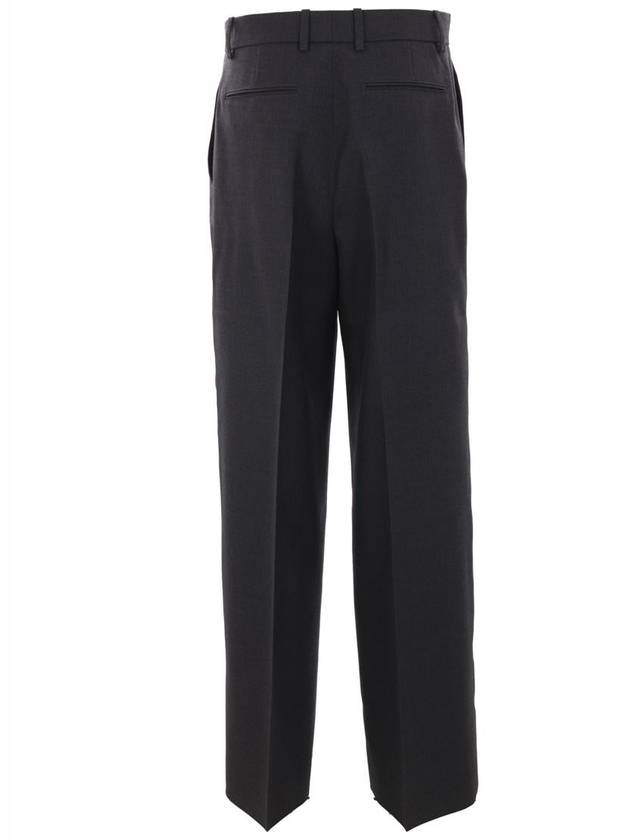 Wool Gabardine Wide Pants Dark Grey - GUCCI - BALAAN 2