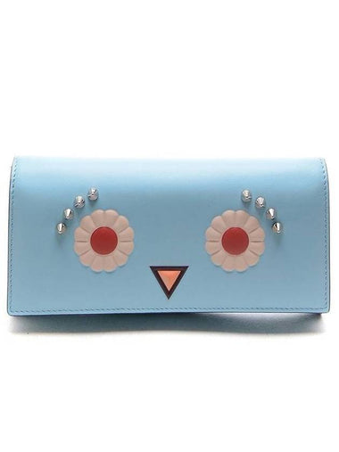 Face Wallet Chain Cross Bag Blue - FENDI - BALAAN 1