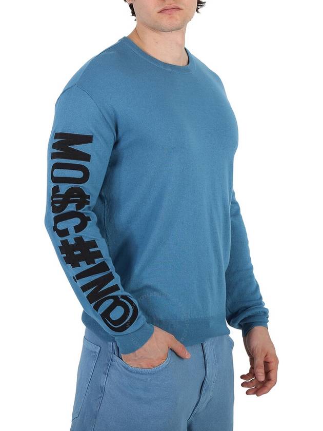 Moschino Men's Light Blue Logo-Print Jumper, Brand Size 46 (US Size 36) - MOSCHINO - BALAAN 2