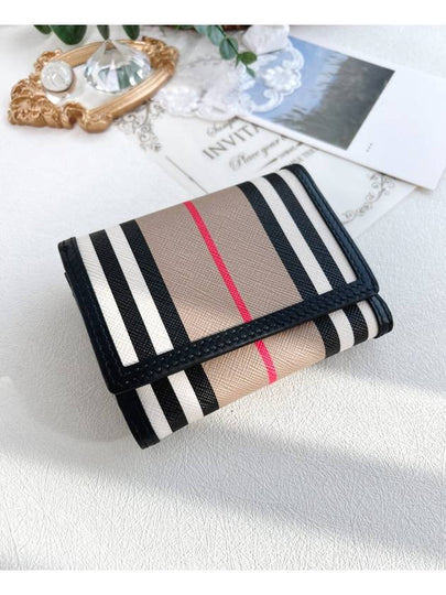 Lancaster Striped Half Wallet Beige - BURBERRY - BALAAN 2