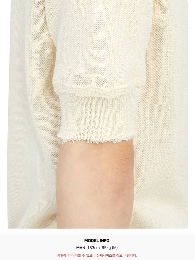 Back Stitch Wool Polo Knit Top Off White - MAISON MARGIELA - BALAAN 9