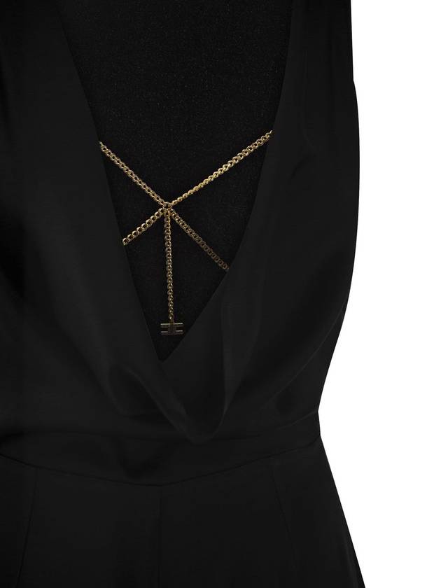 Fluid Crepe Jumpsuit Black - ELISABETTA FRANCHI - BALAAN 5