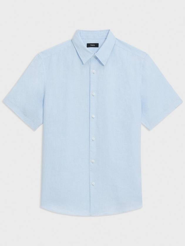 Relaxed linen Irving short sleeve shirt - THEORY - BALAAN 1