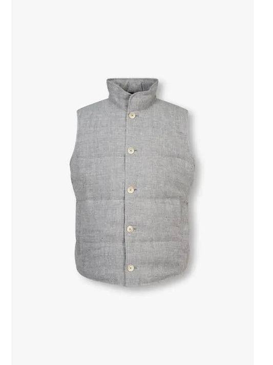 Men s Linen Blend Down Padded Vest Melange Gray - BRUNELLO CUCINELLI - BALAAN 1