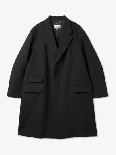 Wool Silk Collar Single Coat Black - MAISON MARGIELA - BALAAN 2