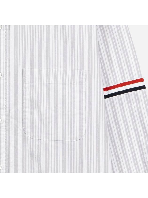 Stripe Oxford Armband Long Sleeve Shirt Grey - THOM BROWNE - BALAAN 5