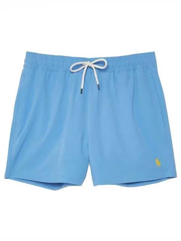 Men's Embroidered Yellow Logo Swim Shorts Blue - POLO RALPH LAUREN - BALAAN 2