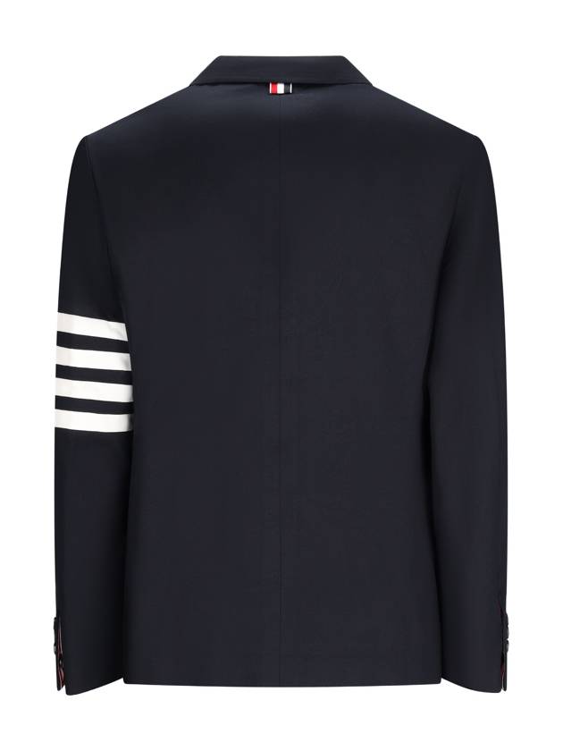 4 Bar Armband Cotton Blazer Jacket Navy - THOM BROWNE - BALAAN 3