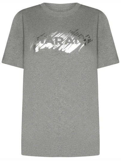 Hanori Logo Print Short Sleeve T-Shirt Grey - ISABEL MARANT - BALAAN 2