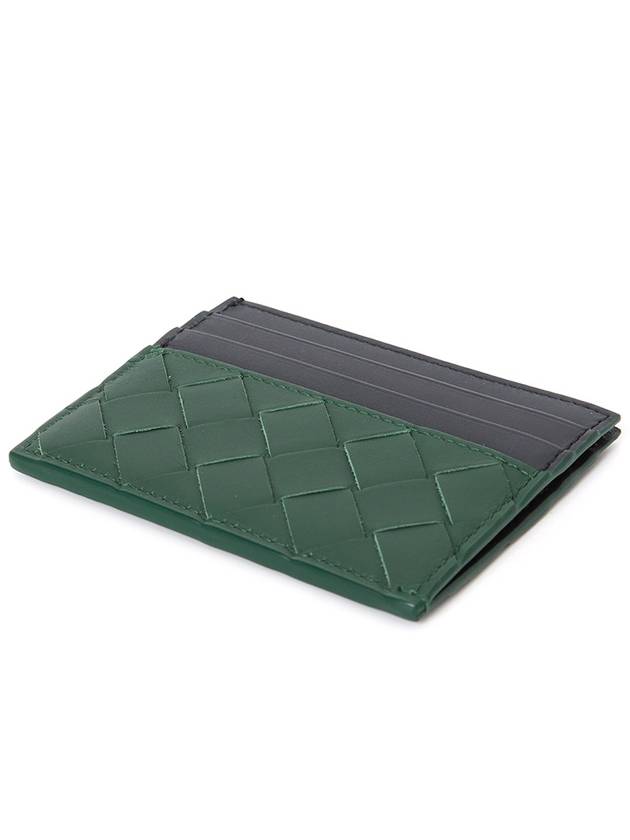 Intrecciato Two-Tone Card Wallet Black Green - BOTTEGA VENETA - BALAAN 4