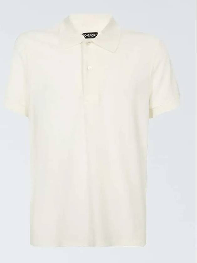 Men's Terry Cotton Short Sleeve Polo Shirt White - TOM FORD - BALAAN 3