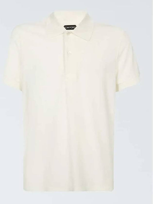 Men's Terry Cotton Short Sleeve Polo Shirt White - TOM FORD - BALAAN 2